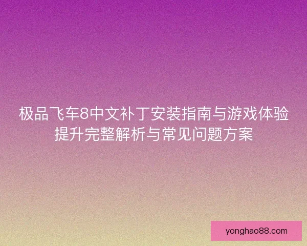 极品飞车8中文补丁安装指南与游戏体验提升完整解析与常见问题方案